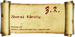 Zborai Károly névjegykártya